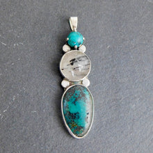 Load image into Gallery viewer, Rutilated Quartz and Turquoise Sterling Silver Pendant
