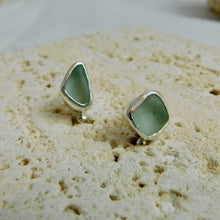 Load image into Gallery viewer, Sea Foam Sea Glass Sterling Silver Studs
