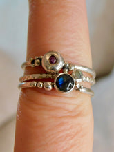 Load image into Gallery viewer, Labradorite and Sapphire Triple Sterling Silver Ring
