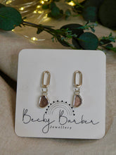 Load image into Gallery viewer, Mauve Sea Glass Sterling Silver Dangles
