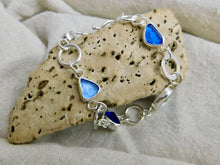 Load image into Gallery viewer, Multi Blues Sterling Silver Hoop Link Bracelet
