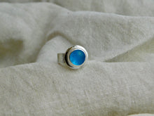 Load image into Gallery viewer, Bright Blue Sea Glass Sterling Silver Ring
