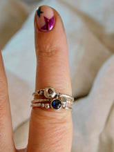 Load image into Gallery viewer, Labradorite and Sapphire Triple Sterling Silver Ring
