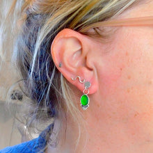 Load image into Gallery viewer, Bright Green Glass Sea Studs Sterling Silver Dangles
