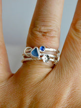 Load image into Gallery viewer, Cornflower Blue Sea Glass Triple Sterling Silver Ring
