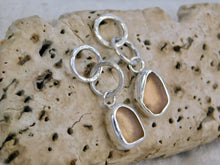 Load image into Gallery viewer, Rare Peach Sea Glass Sterling Silver Stud Dangles
