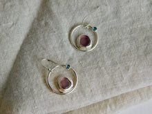 Load image into Gallery viewer, Mauve Sea Glass Sterling Silver Dangles
