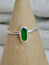 Load image into Gallery viewer, Ready To Wear Green Sea Glass Sterling Silver Stacking Ring
