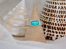 Load image into Gallery viewer, Teal Sea Glass Chunky Sterling Silver Ring
