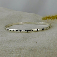 Load image into Gallery viewer, Made To Order Aztec Stamped Sterling Silver Bangle
