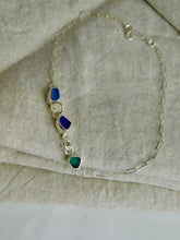 Load image into Gallery viewer, Multi Blue Sea Glass Sterling Silver Anklet
