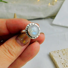 Load image into Gallery viewer, Rainbow Moonstone Oxidised Sterling Silver Ring
