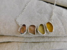 Load image into Gallery viewer, Warm Tones Sea Glass Sterling Silver Necklace
