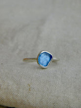 Load image into Gallery viewer, Ready To Wear Blue Sea Glass Sterling Silver Stacking Ring
