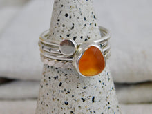 Load image into Gallery viewer, Ready To Wear Orange Sea Glass Sterling Silver Stacking Ring
