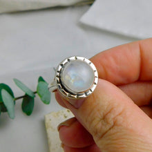 Load image into Gallery viewer, Rainbow Moonstone Oxidised Sterling Silver Ring
