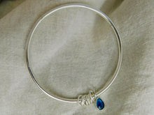 Load image into Gallery viewer, Chunky Kyanite Charm Sterling Silver Bangle
