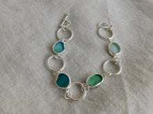 Load image into Gallery viewer, Statement Sea Glass Sterling Silver Hoop Link Bracelet
