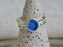 Load image into Gallery viewer, Ready To Wear Blue Sea Glass Sterling Silver Stacking Ring
