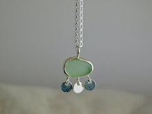 Load image into Gallery viewer, Aqua Sea Disc Dangle Sterling Silver Pendant
