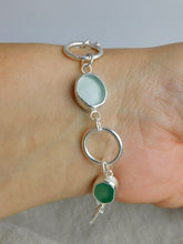 Load image into Gallery viewer, Statement Sea Glass Sterling Silver Hoop Link Bracelet
