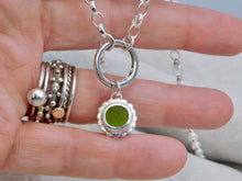 Load image into Gallery viewer, Olive Green Flower Sea Glass Sterling Silver Charm
