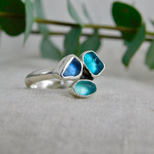 Load image into Gallery viewer, Triple Sea Glass Sterling Silver Cuff Ring
