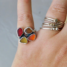 Load image into Gallery viewer, Four Autumn Colours Sea Glass Sterling Silver Cuff Ring
