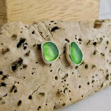 Load image into Gallery viewer, Light Green Sea Glass Sterling Silver Studs
