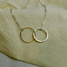 Load image into Gallery viewer, Sterling Silver and Gold Filled Double Hoop Necklace
