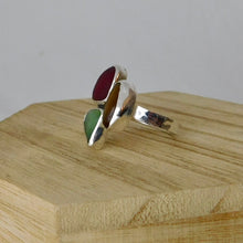 Load image into Gallery viewer, Fallen Leaves Triple Sea Glass Sterling Silver Cuff Ring
