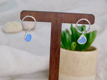 Load image into Gallery viewer, Cornflower Blue Sea Glass Sterling Silver Stud Dangles

