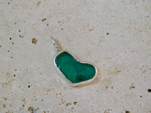Load image into Gallery viewer, Teal Sea Glass Heart Sterling Silver Pendant
