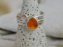 Load image into Gallery viewer, Ready To Wear Orange Sea Glass Sterling Silver Stacking Ring
