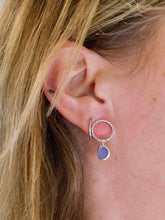 Load image into Gallery viewer, Cornflower Blue Sea Glass Sterling Silver Stud Dangles
