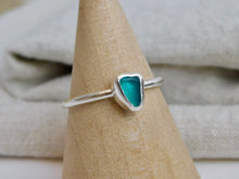 Load image into Gallery viewer, Ready To Wear Teal Sea Glass Sterling Silver Stacking Ring
