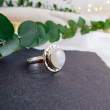 Load image into Gallery viewer, Rainbow Moonstone Oxidised Sterling Silver Ring
