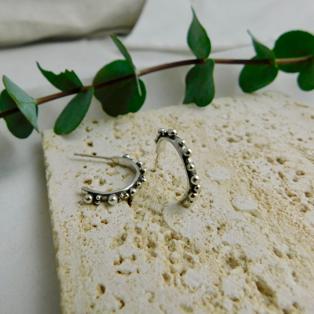 Seafoam Sterling Silver Open Hoop Studs