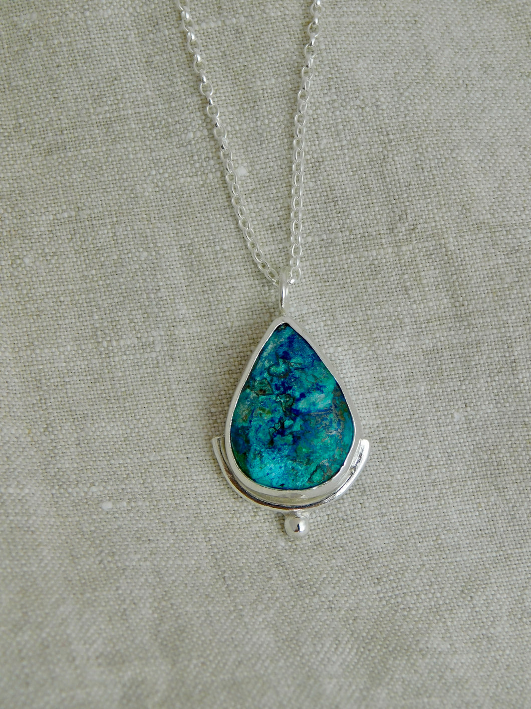 Chrysocolla Malachite Sterling Silver Pendant