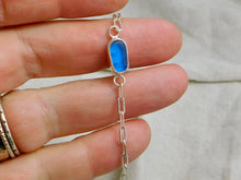 Load image into Gallery viewer, Blue Sea Glass Sterling Silver Paperclip Chain Bracelet
