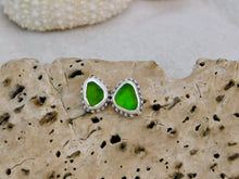 Load image into Gallery viewer, Olive Green Sea Glass Sterling Silver Studs
