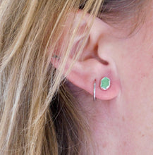 Load image into Gallery viewer, Light Green Sea Glass Sterling Silver Studs
