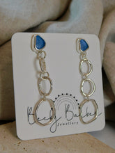 Load image into Gallery viewer, Cornflower Blue Sea Glass Sterling Silver Statement Stud Dangles
