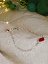 Load image into Gallery viewer, Red Sea Glass Sterling Silver Paperclip Chain Bracelet
