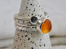 Load image into Gallery viewer, Ready To Wear Orange Sea Glass Sterling Silver Stacking Ring
