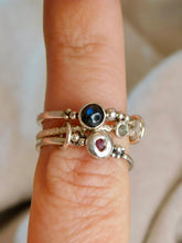 Load image into Gallery viewer, Labradorite and Sapphire Triple Sterling Silver Ring
