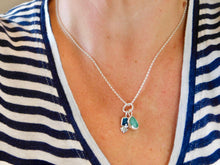 Load image into Gallery viewer, Emerald and Kyanite Charm Sterling Silver Pendant
