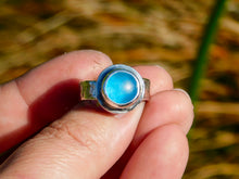 Load image into Gallery viewer, Bright Blue Sea Glass Sterling Silver Ring
