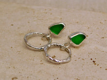 Load image into Gallery viewer, Bright Green Sea Glass Sterling Silver Stud Dangles
