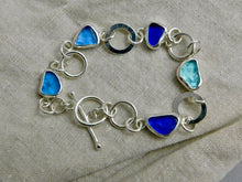 Load image into Gallery viewer, Multi Blues Sterling Silver Hoop Link Bracelet
